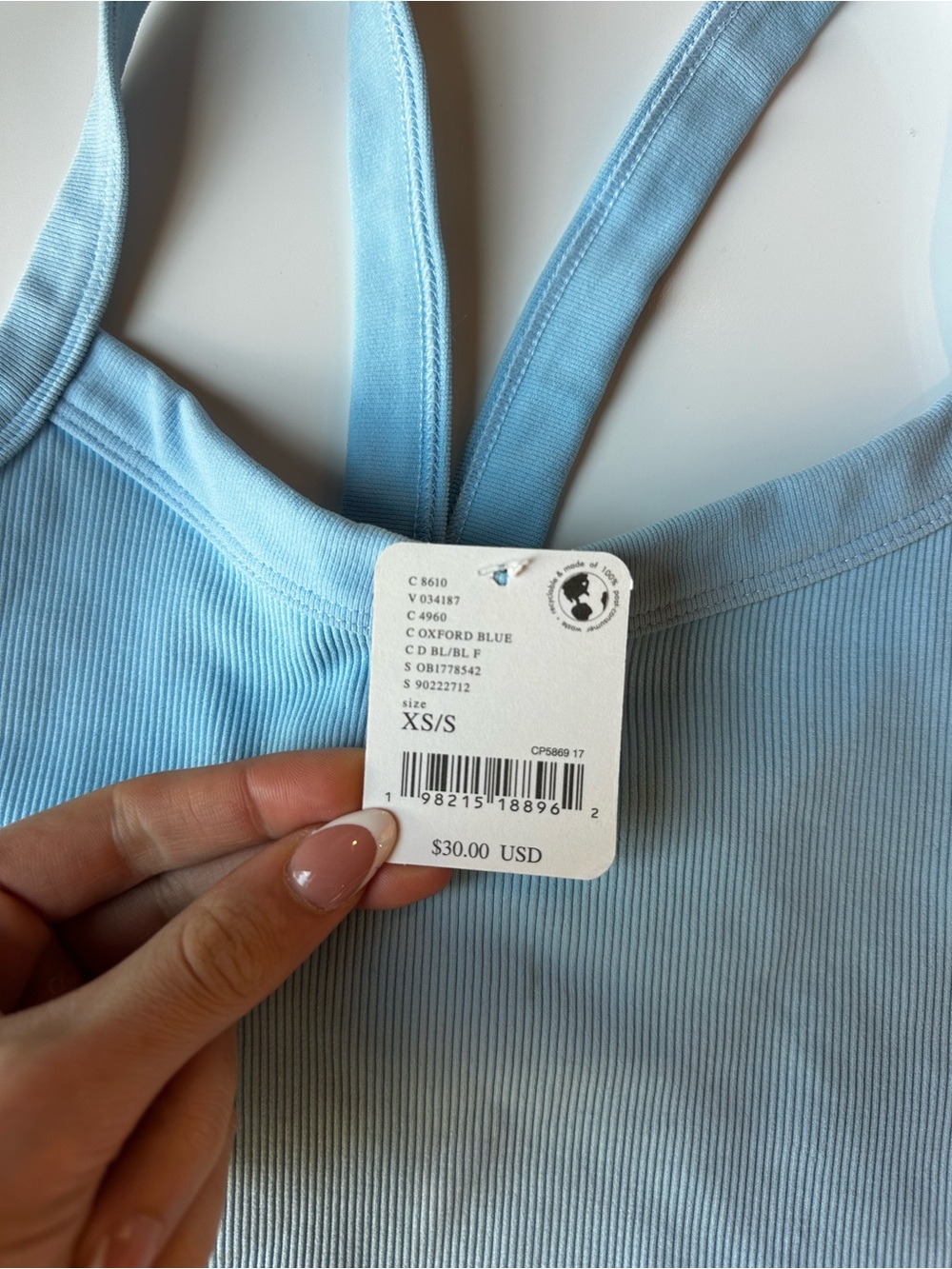 FP Movement by Free People Light Blue Ribbed Tank Top - Picture 2 of 3